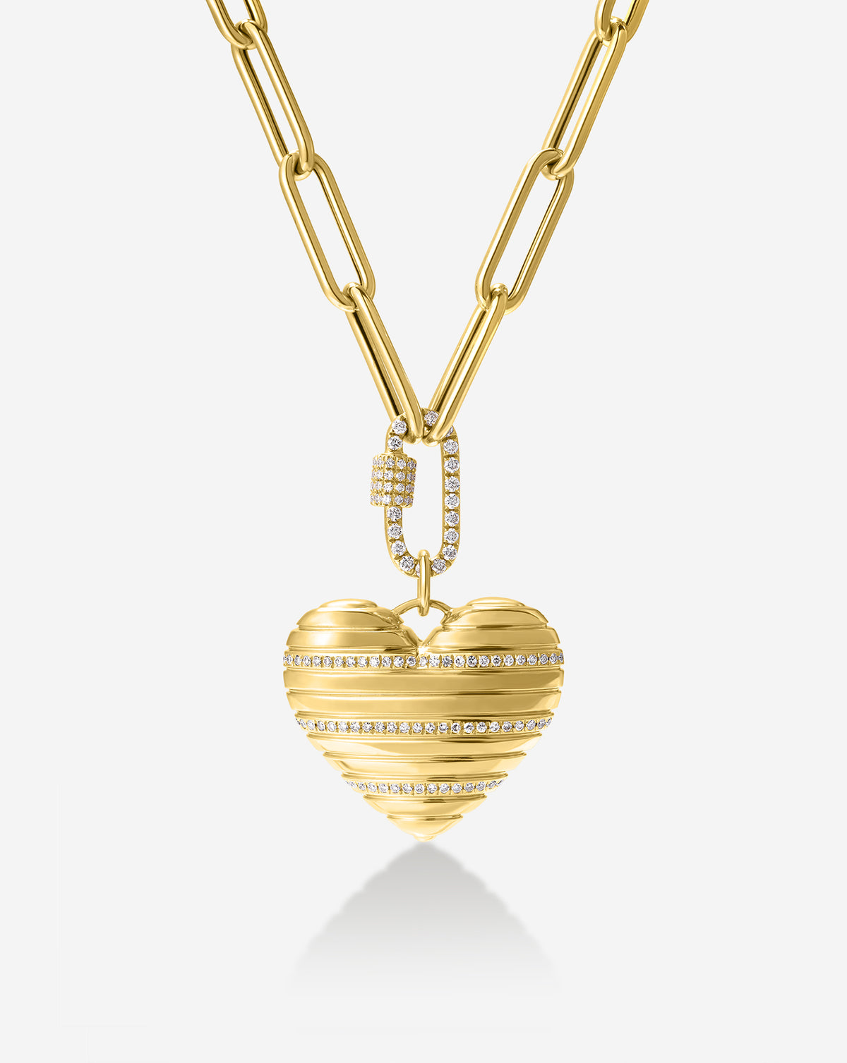 ghost still image of heart pendant with chain in yellow gold