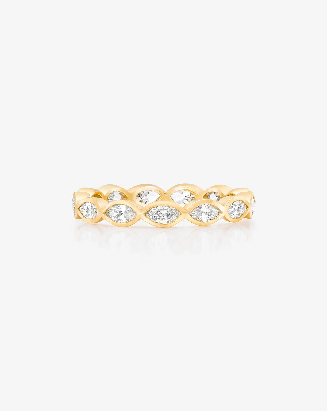 Bridal Wedding Bands 14k Yellow Gold / 3 Mini Marquise Bezel Eternity Band