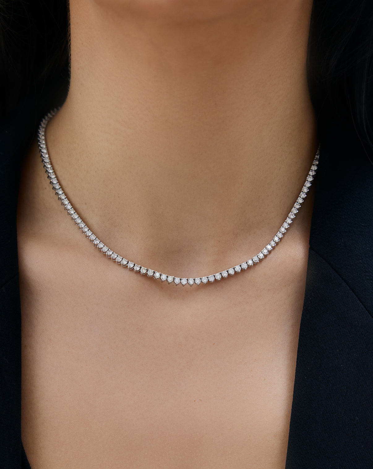Luxe Martini Diamond Tennis Necklace shown on model