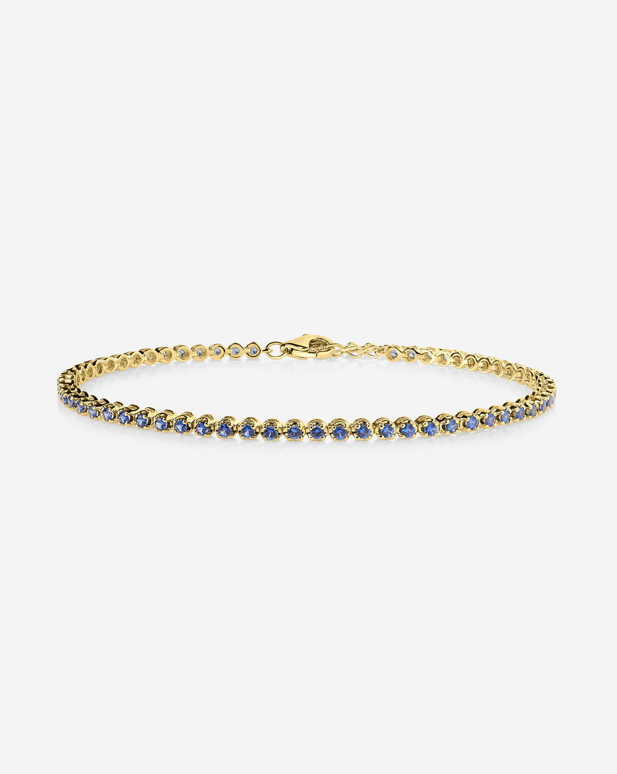Mini Gemstone Tennis Bracelet Yellow Gold blue Sapphire Eternity ghost image 43895712972888