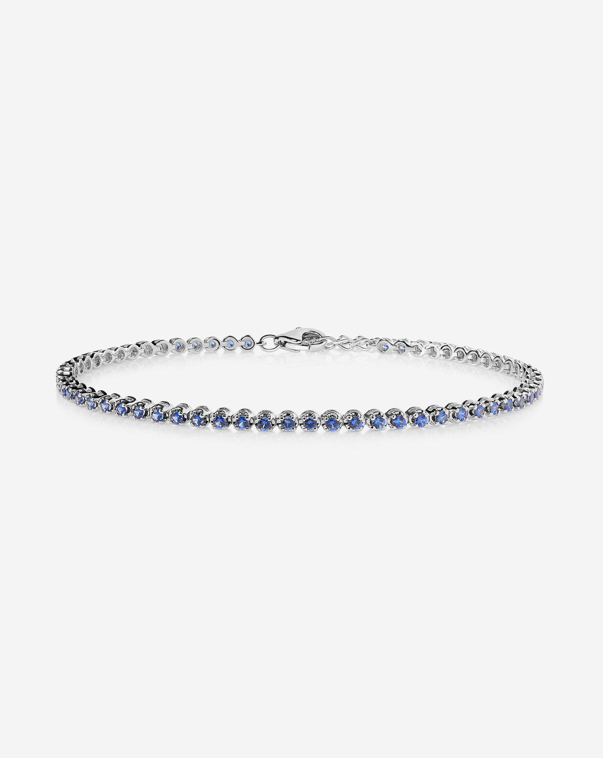 Mini Gemstone Tennis Bracelet Blue Sapphire Eternity ghost image white gold 43895713398872