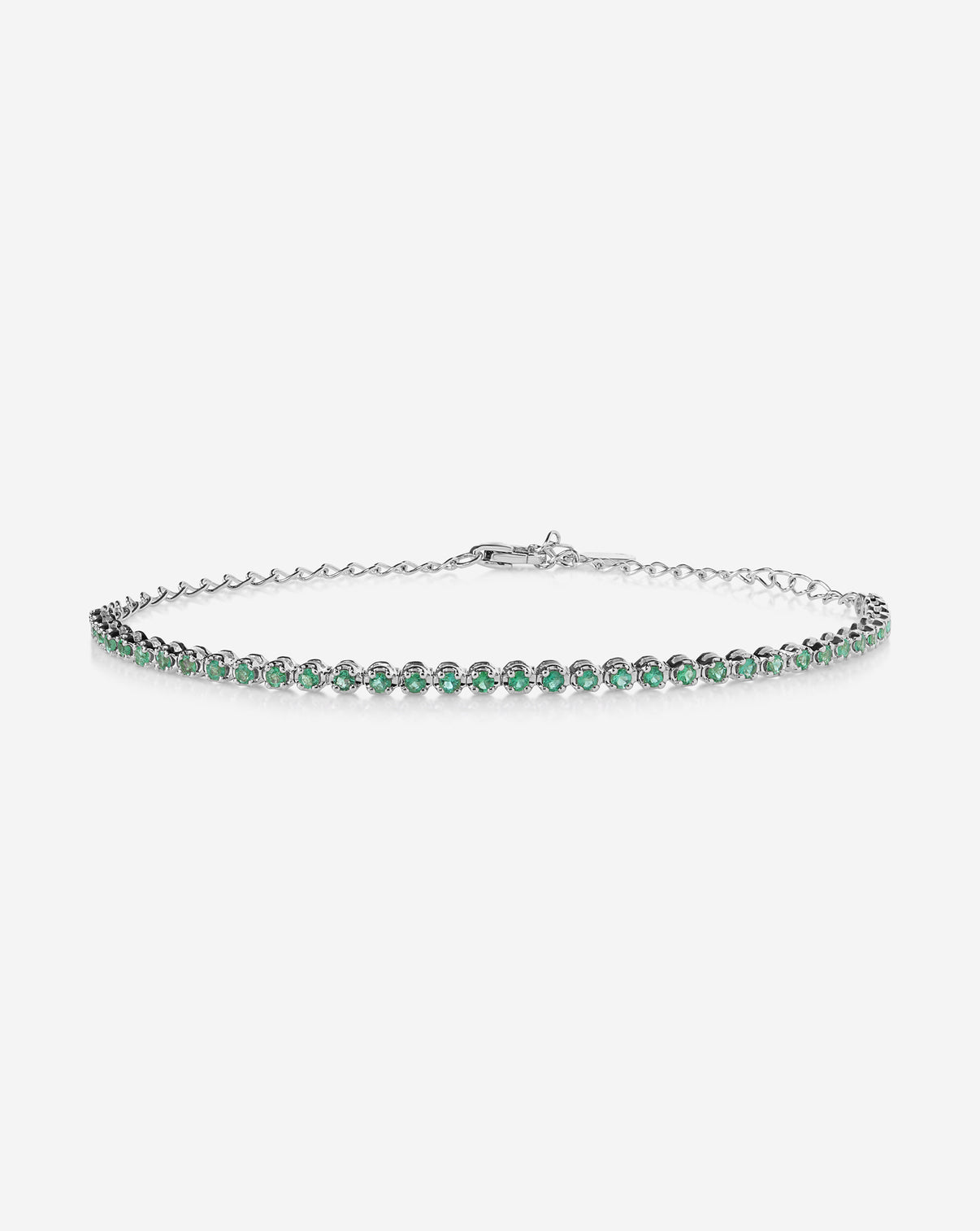 Mini Gemstone Tennis Bracelet  Emerald Half ghost image white gold 43895713136728