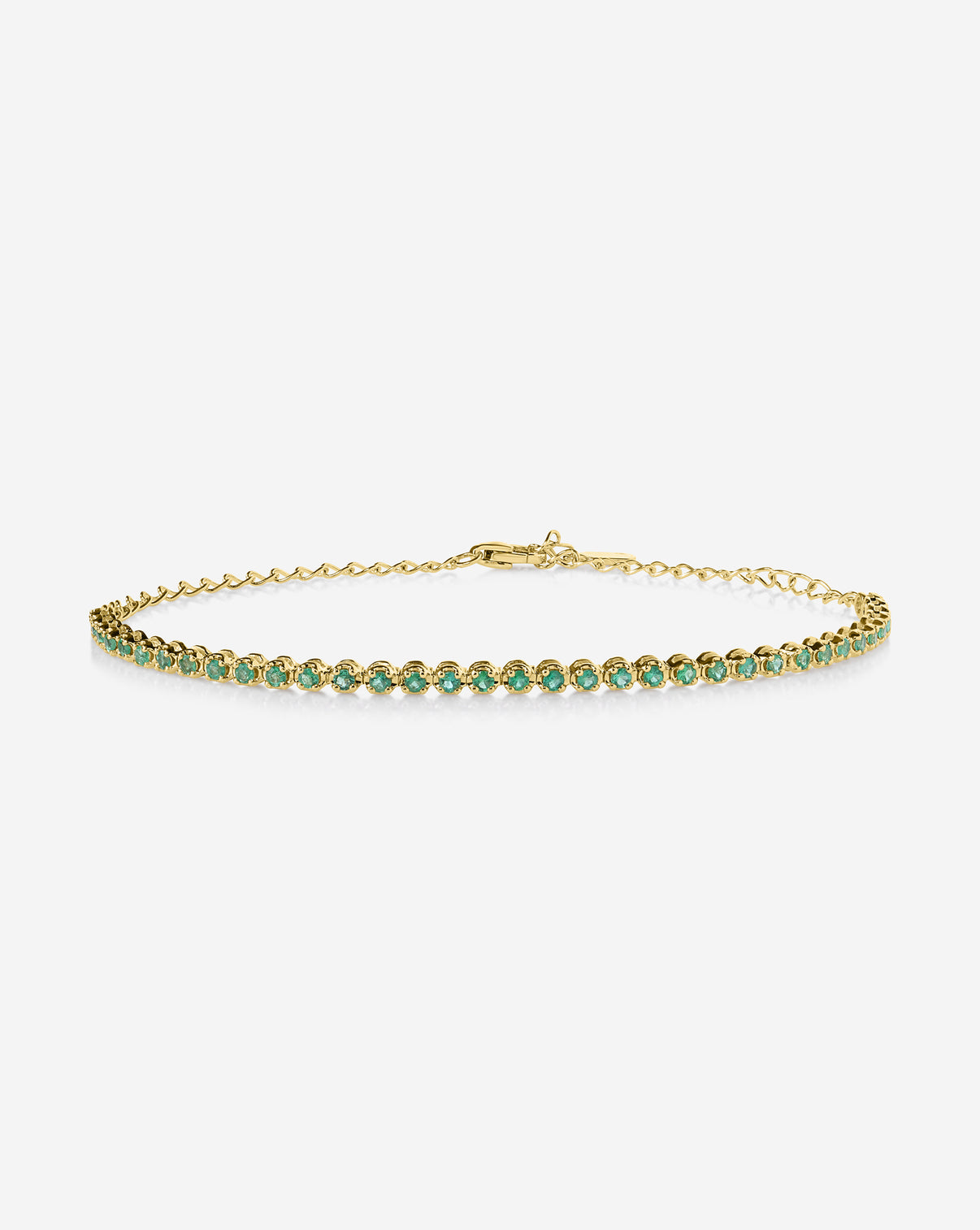 Mini Gemstone Tennis Bracelet emerald half ghost image yellow gold 43895712383064