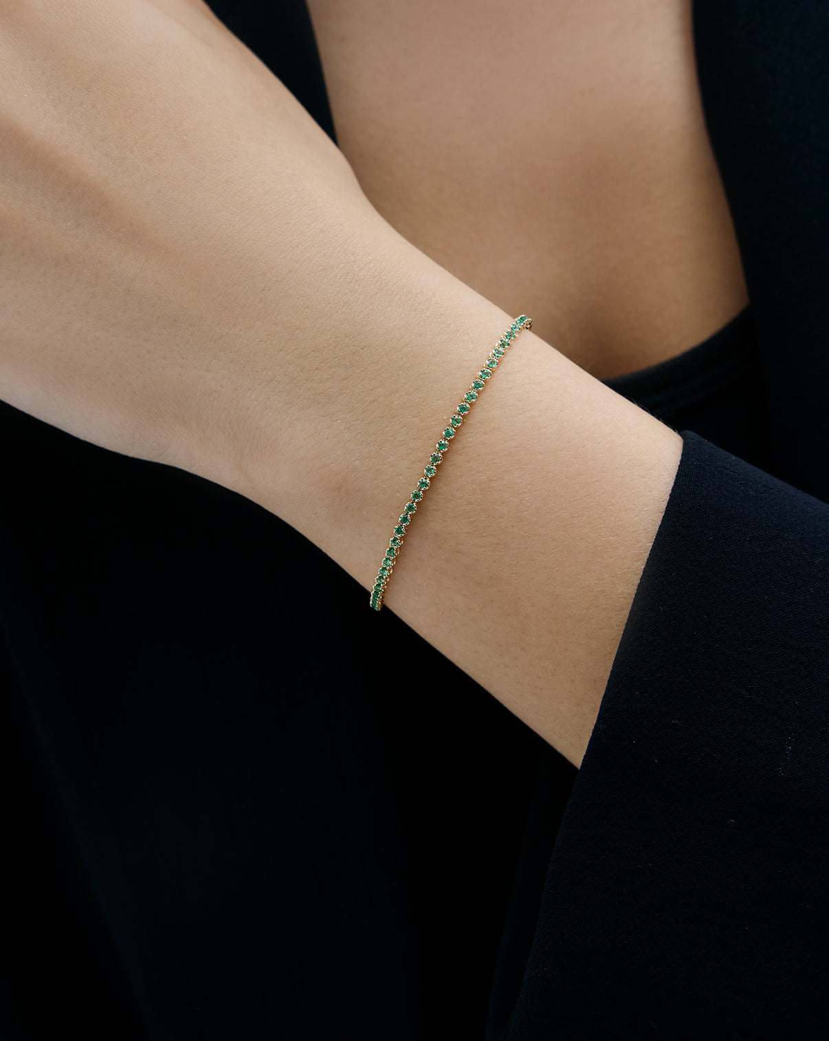 Mini Gemstone Tennis Bracelet on model yellow gold 43895712383064