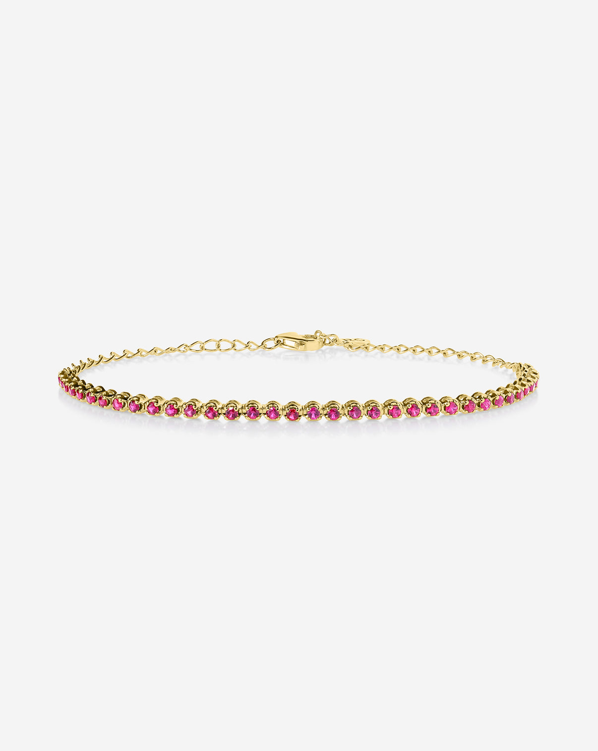 Mini Gemstone Tennis Bracelet Ruby half ghost image yellow gold 43895712088152