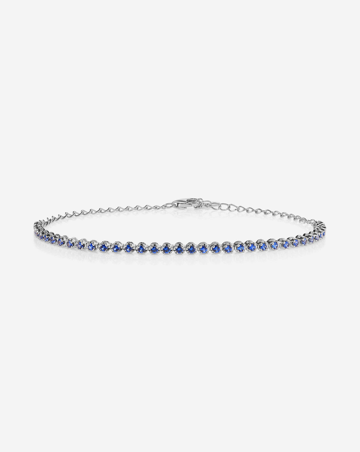 Mini Gemstone Tennis Bracelet Blue Sapphire half ghost image white gold 43895713333336