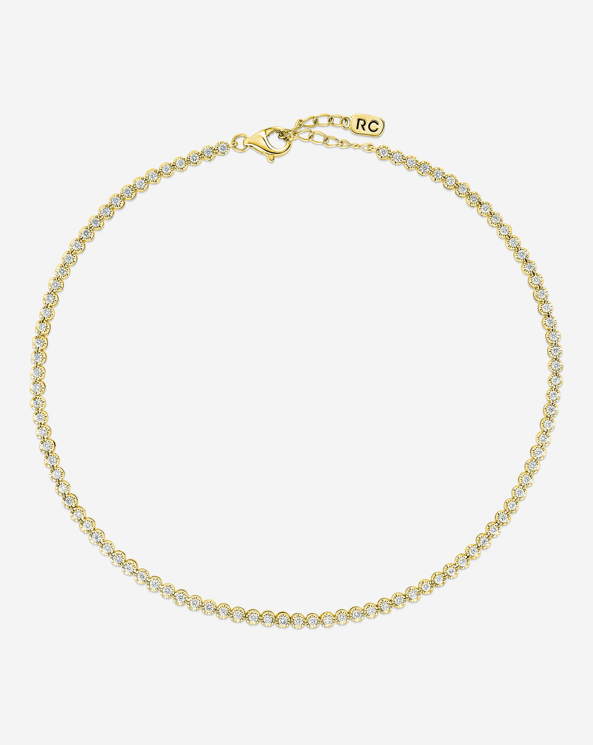 Mini Diamond Tennis Anklet in yellow gold