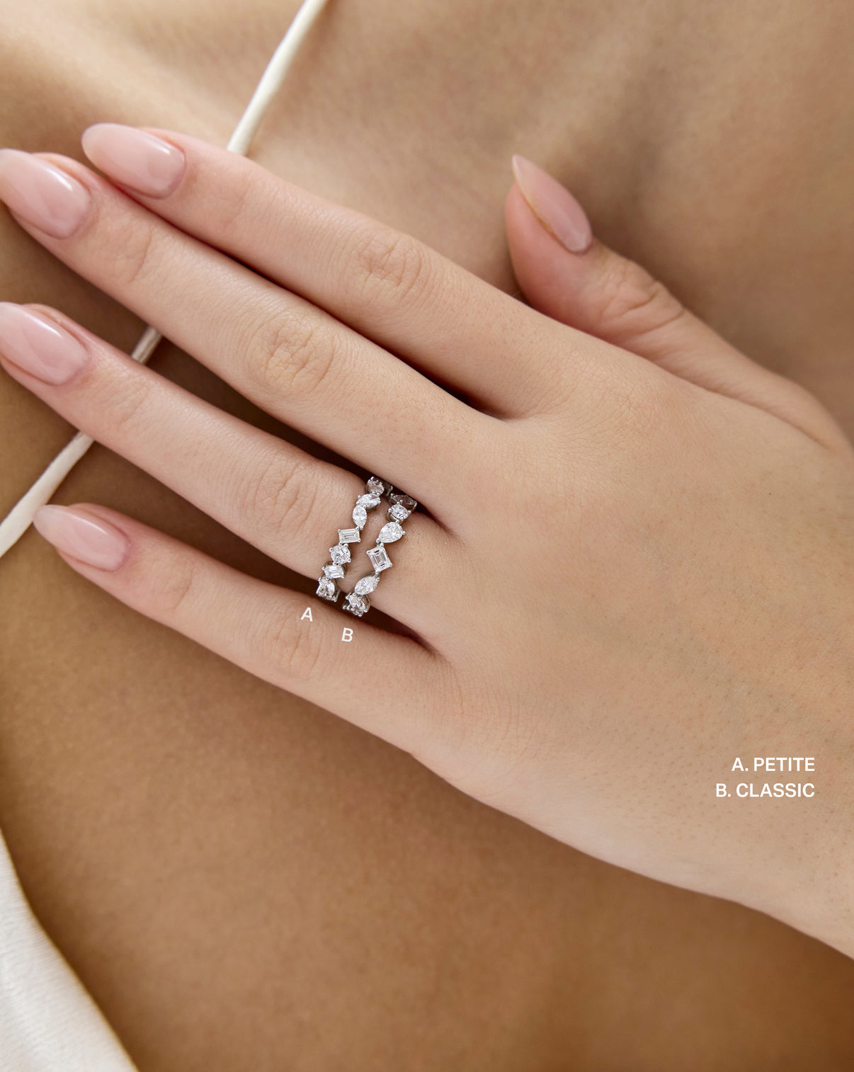 Comparison of Petite and Classic Mixed Shape Eternity Bands