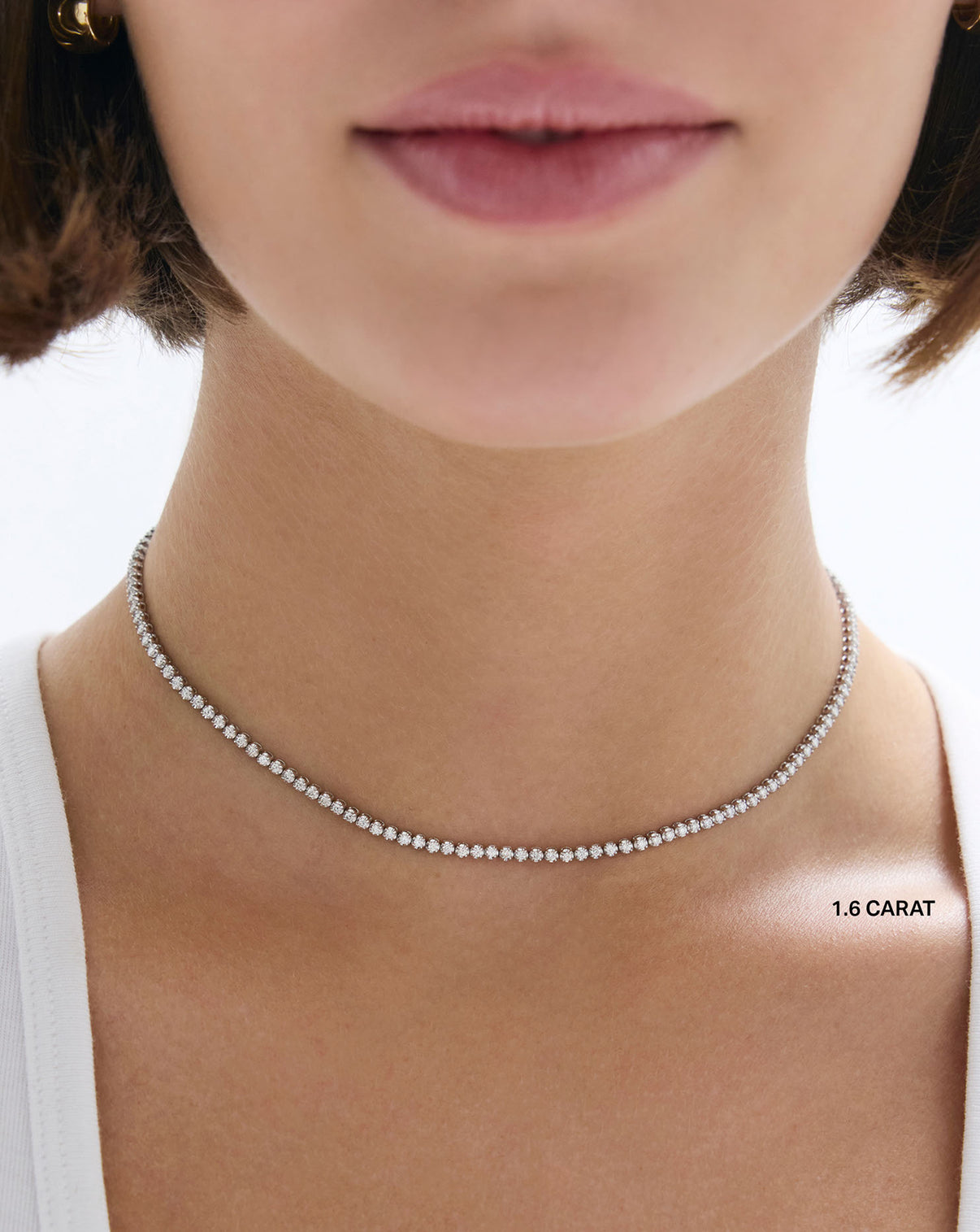 1.6 carat worn as necklace on model global