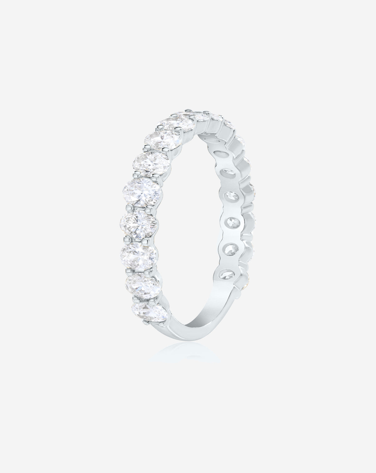 Oval Eternity Band with 3/4 diamond coverage in Platinum standing