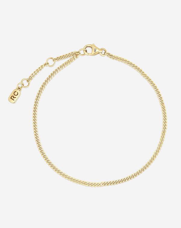Diamond Cut Curb Chain Bracelet 14K Yellow Gold - flat image