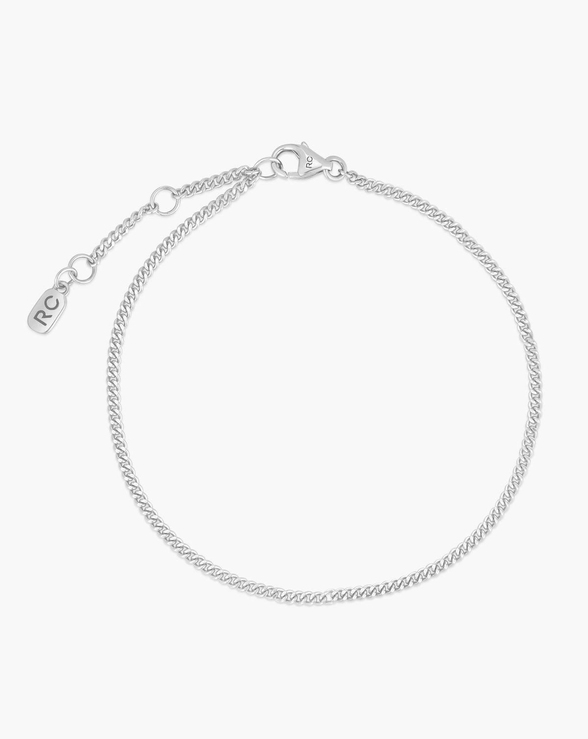 Diamond Cut Curb Chain Bracelet - 14K White Gold