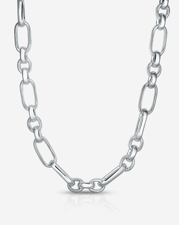 Statement Sterling - Mixed Link Chain Necklace Sterling Silver