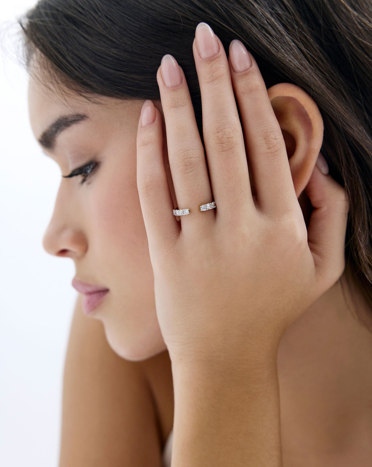 Open Diamond Band in 14K Yellow Gold WORN ON MODEL