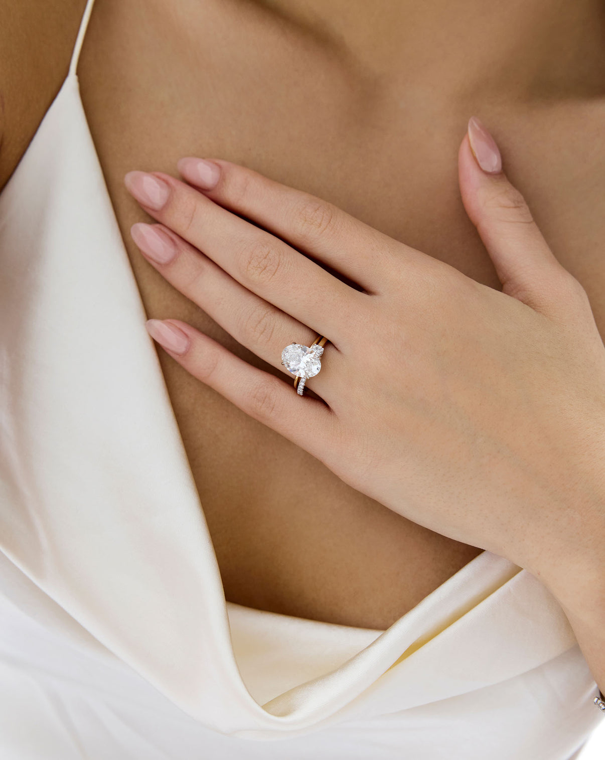 Open Round Diamond Band paired with pear shaped diamond ring