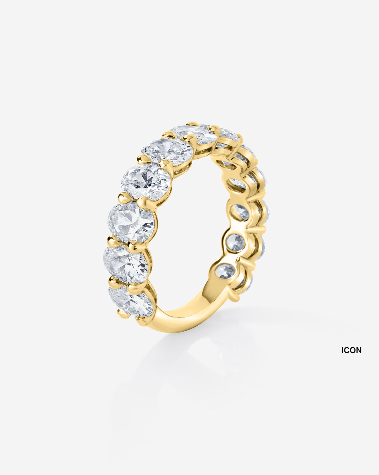 ghost still image of oval wedding band 14k yellow gold side view icon