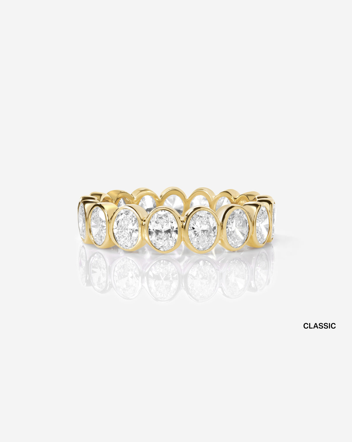 Classic Oval Diamond Bezel Eternity Band 14k Yellow Gold