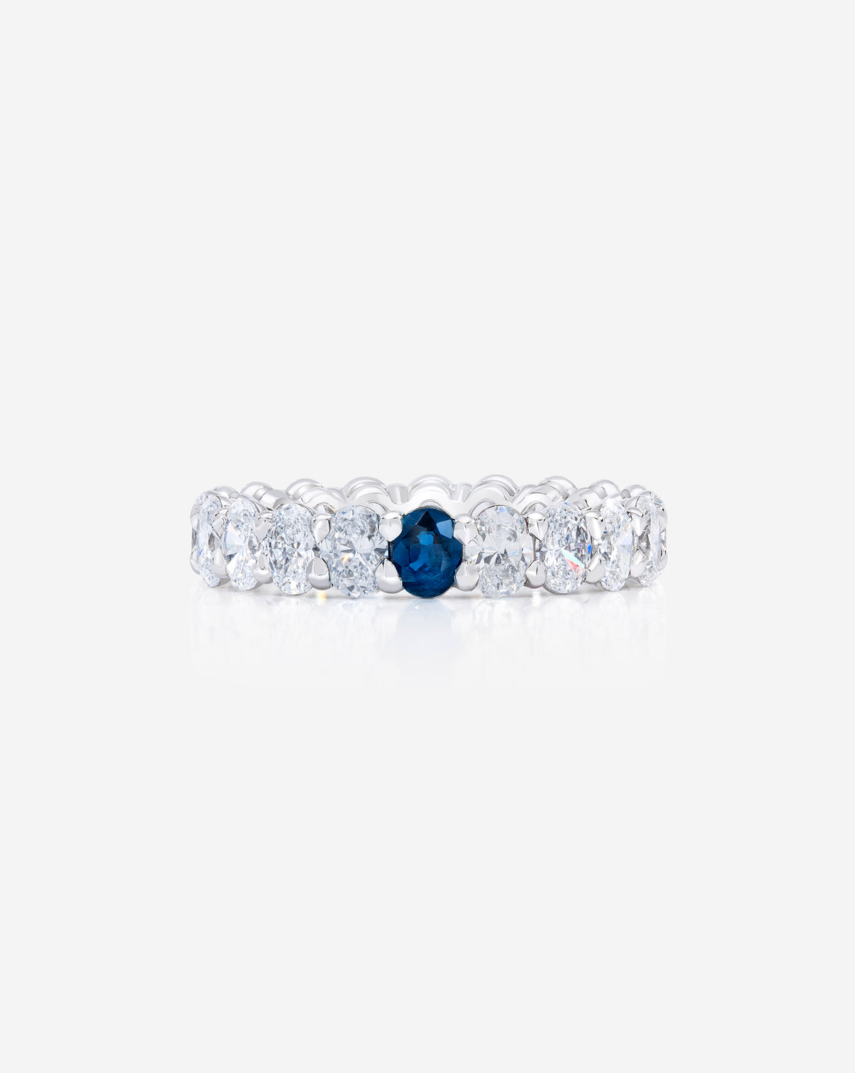 Oval Diamond and Birthstone Eternity Band with 1 birthstone Platinum