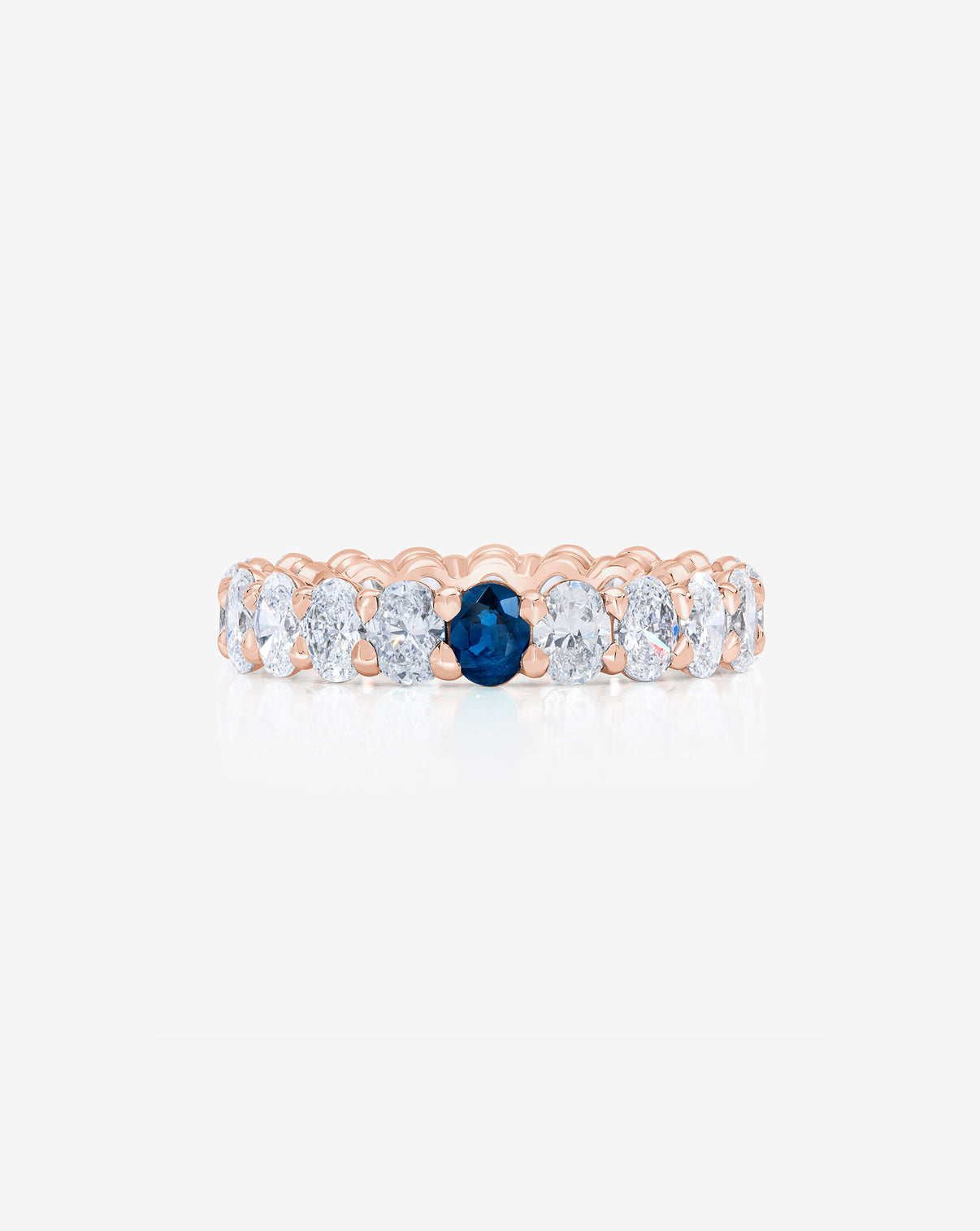 Oval Diamond and Birthstone Eternity Band with 1 birthstone 14K Rose Gold