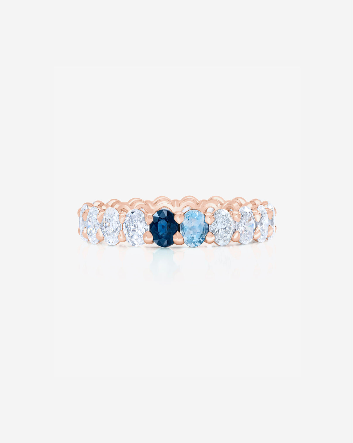 Oval Diamond and Birthstone Eternity Band with 2 birthstones 14K Rose Gold