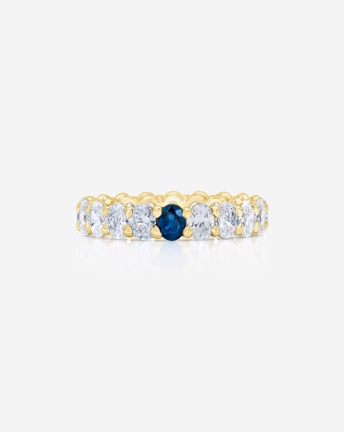 Oval Diamond and Birthstone Eternity Band with 1 birthstone 14K Yellow Gold