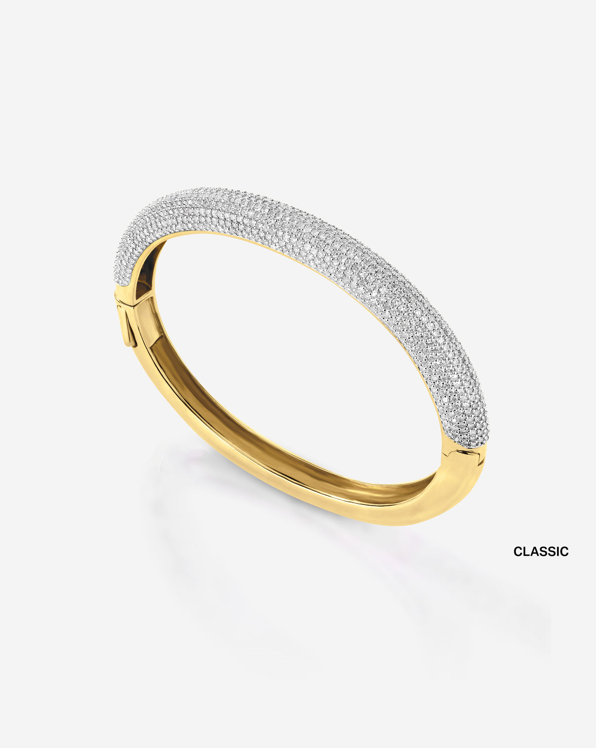 Pavé Diamond Stackable Gold Cloud Bangle- Classic product side angle in Yellow Gold