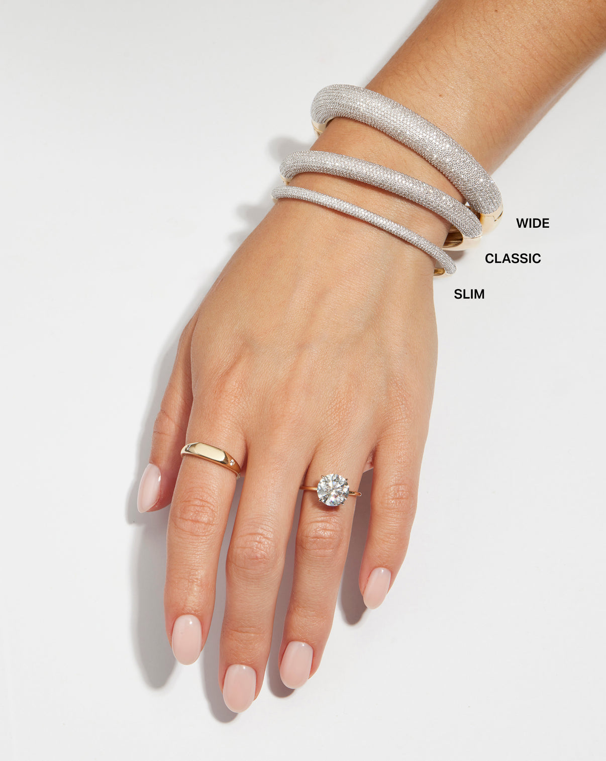 on-model with all three widths of bangle