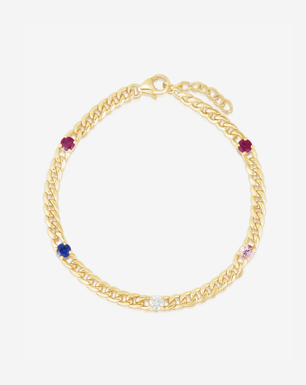 Ring Concierge Personalized Curb Chain Bracelet 14kt Yellow Gold 5 Stone