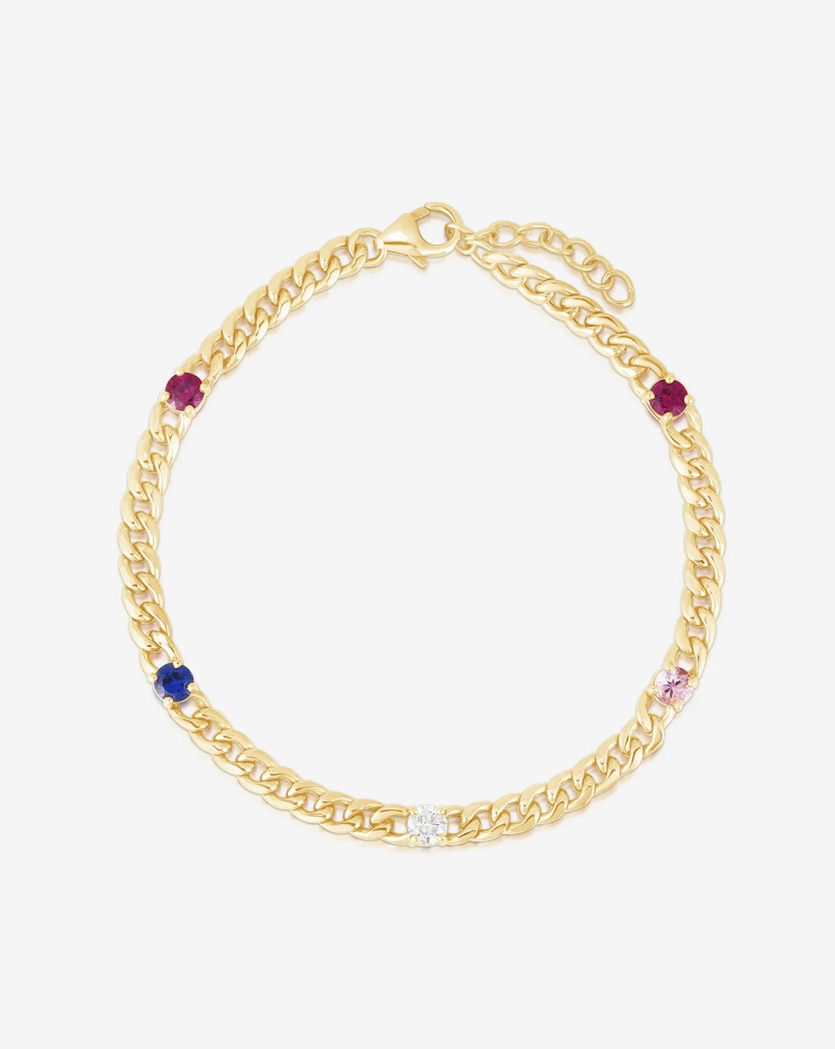 Ring Concierge Personalized Curb Chain Bracelet 14kt Yellow Gold 5 Stone
