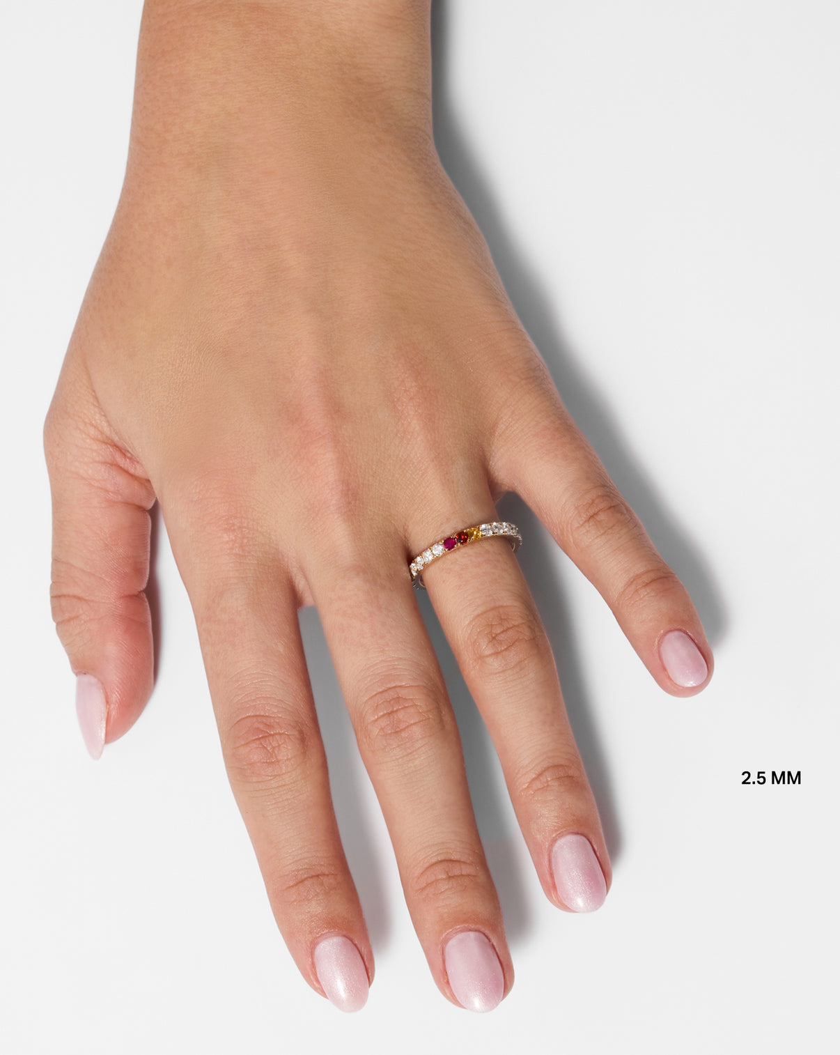 2.5 mm Personalized Perfect Pavé Diamond Ring styled alone on model global