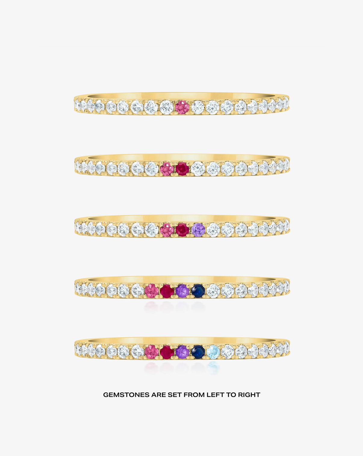 rings with multiple stones 14k yellow gold
