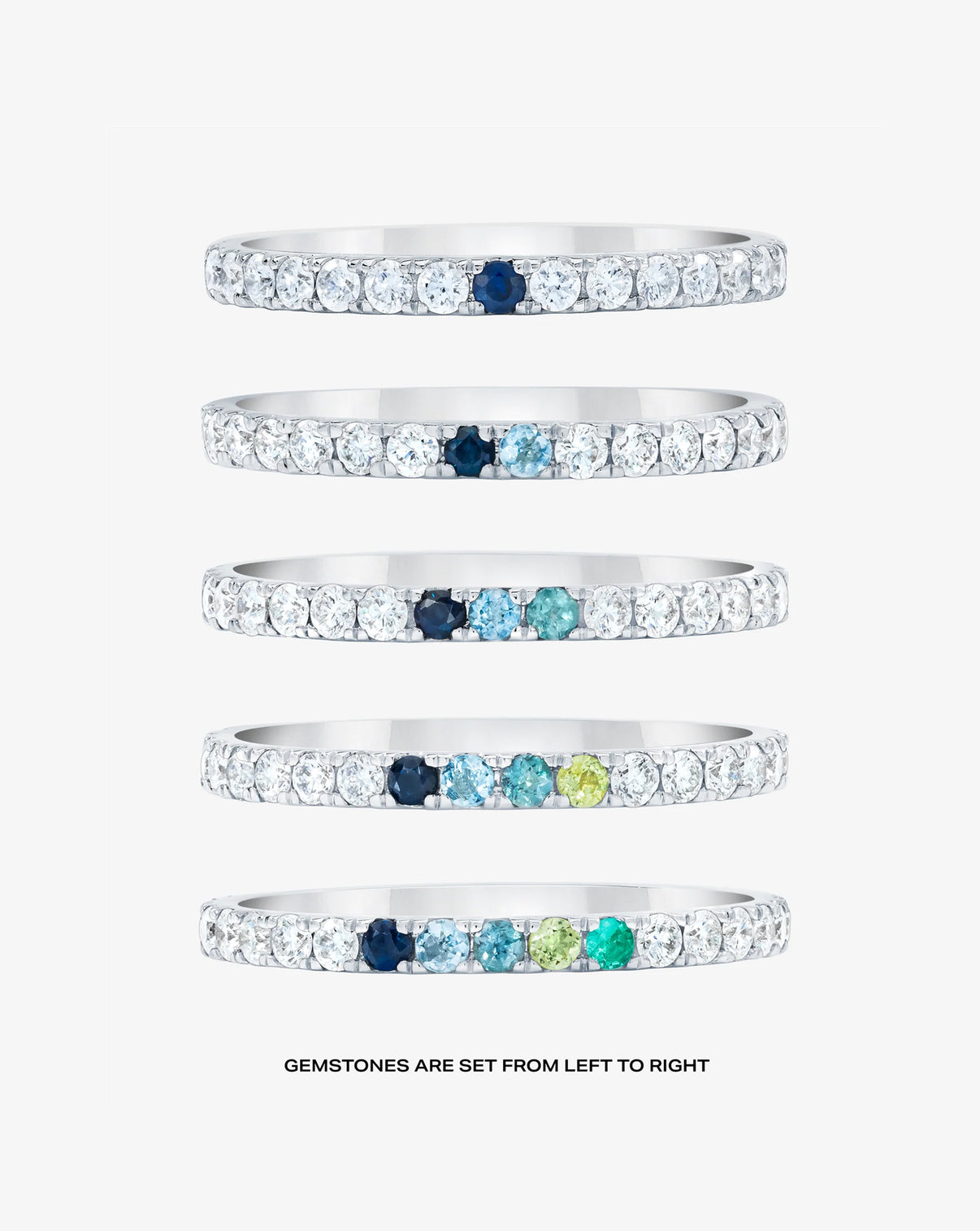 Personalized Perfect Pavé Diamond Ring stone count comparison chart in 14k White Gold