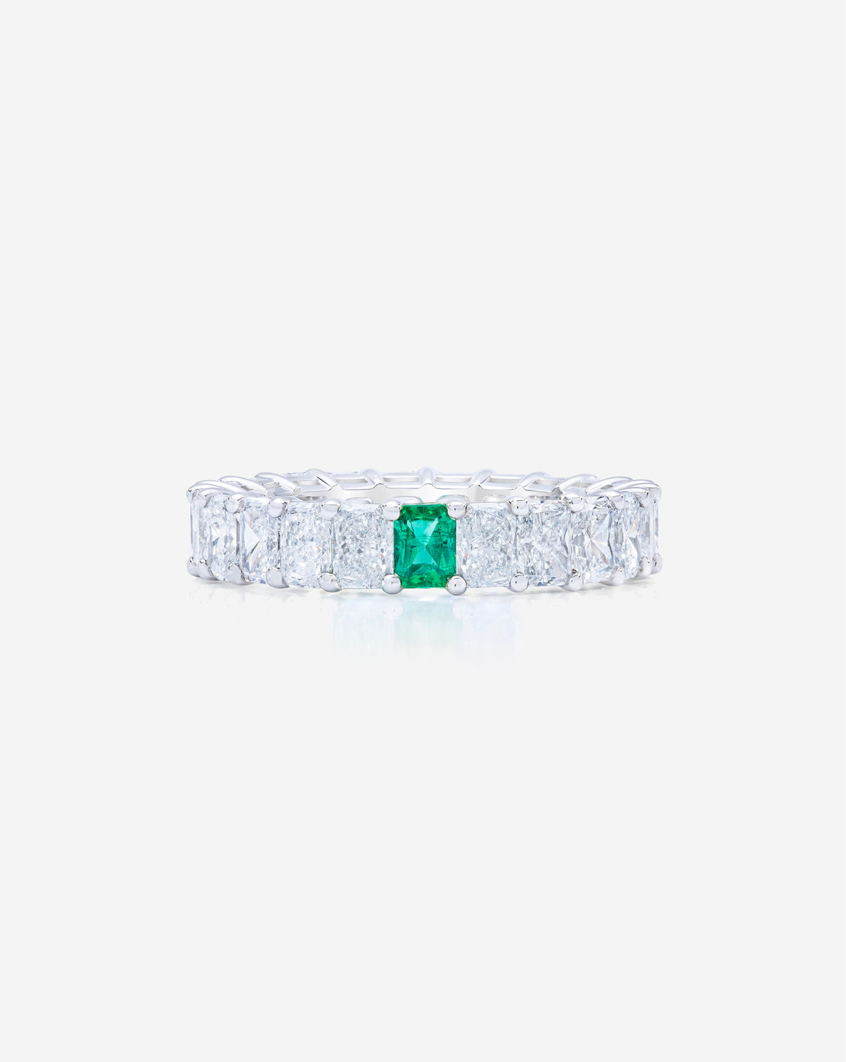 Radiant Diamond and Birthstone Eternity Band with 1 birthstone Platinum