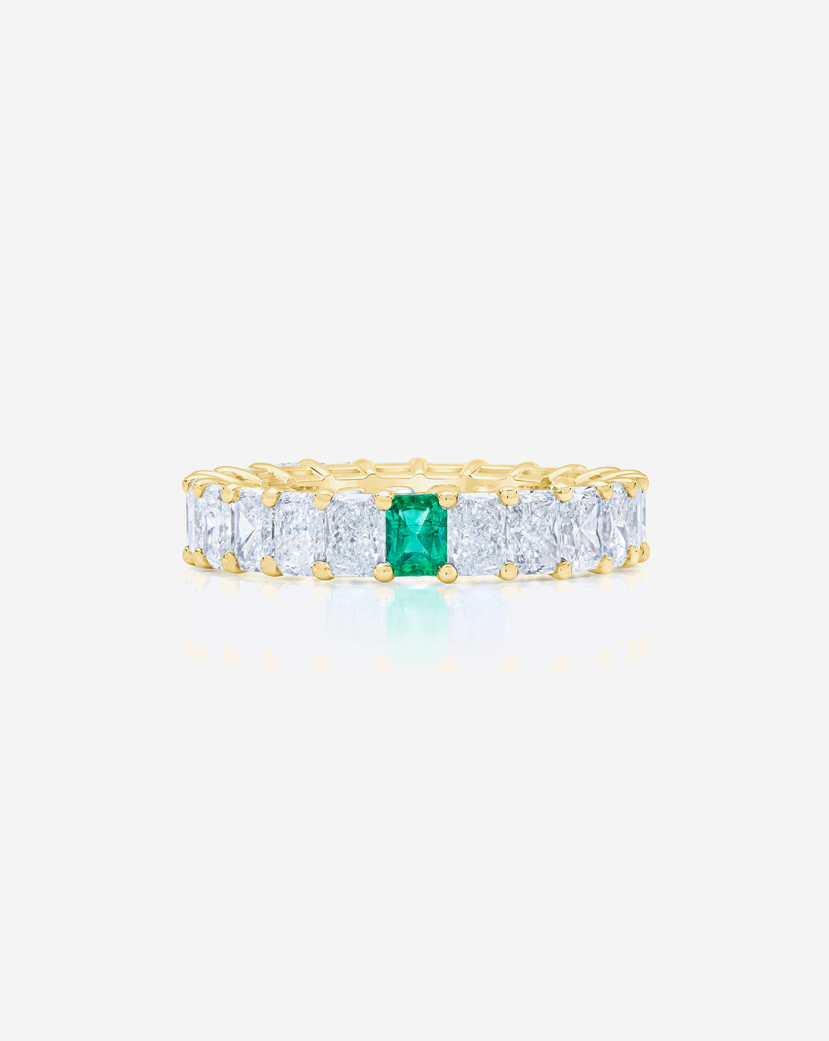 Radiant Diamond and Birthstone Eternity Band with 1 birthstone 14K Yellow Gold