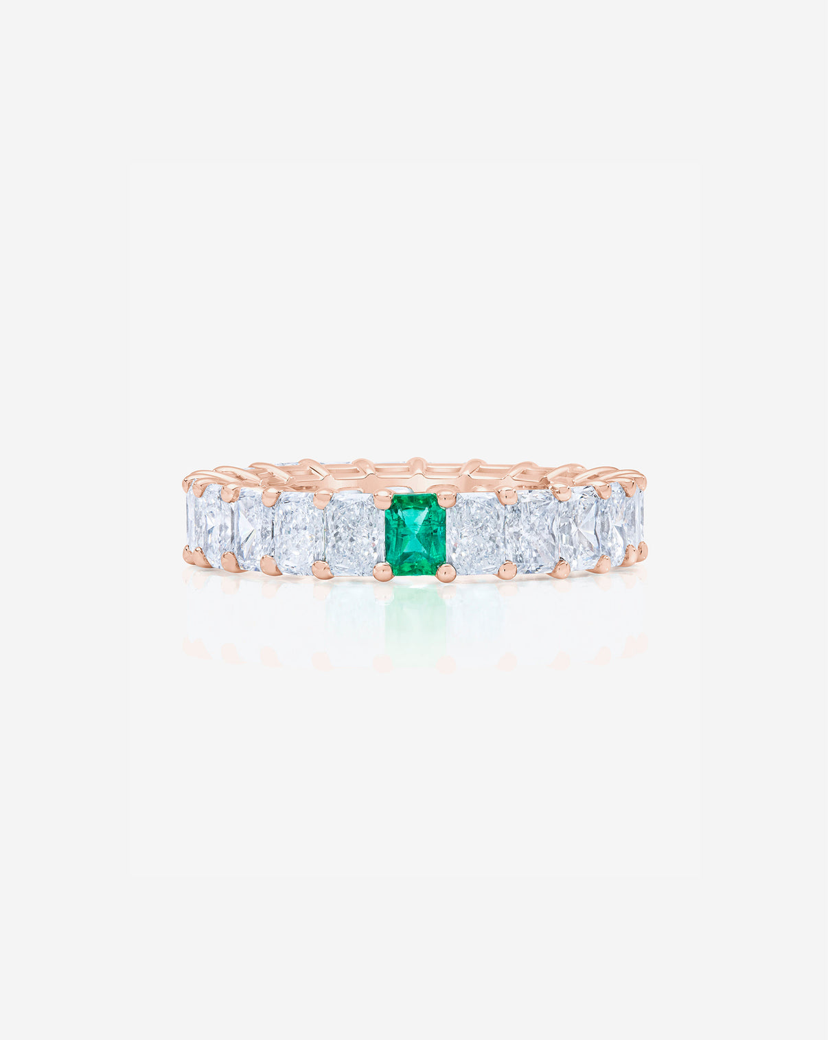 Radiant Diamond and Birthstone Eternity Band with 1 birthstone 14K Rose Gold