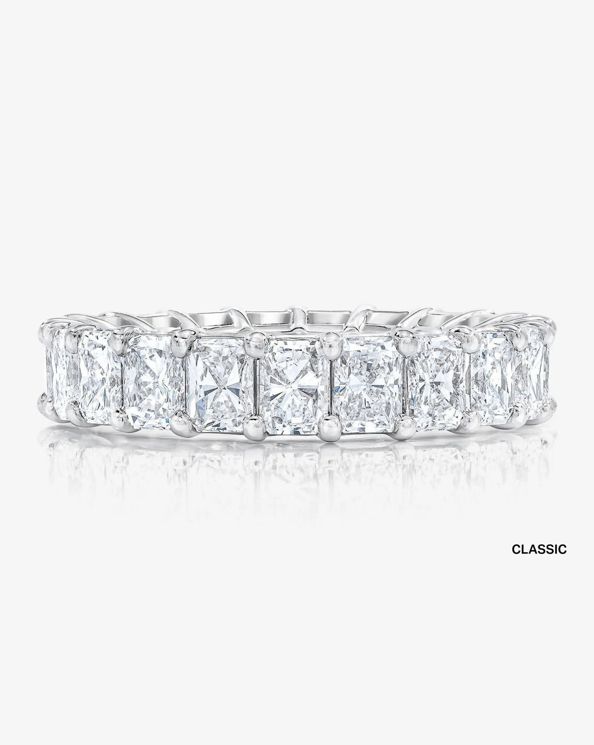 Bridal Wedding Bands Radiant Diamond Eternity Band Platinum Classic side angle