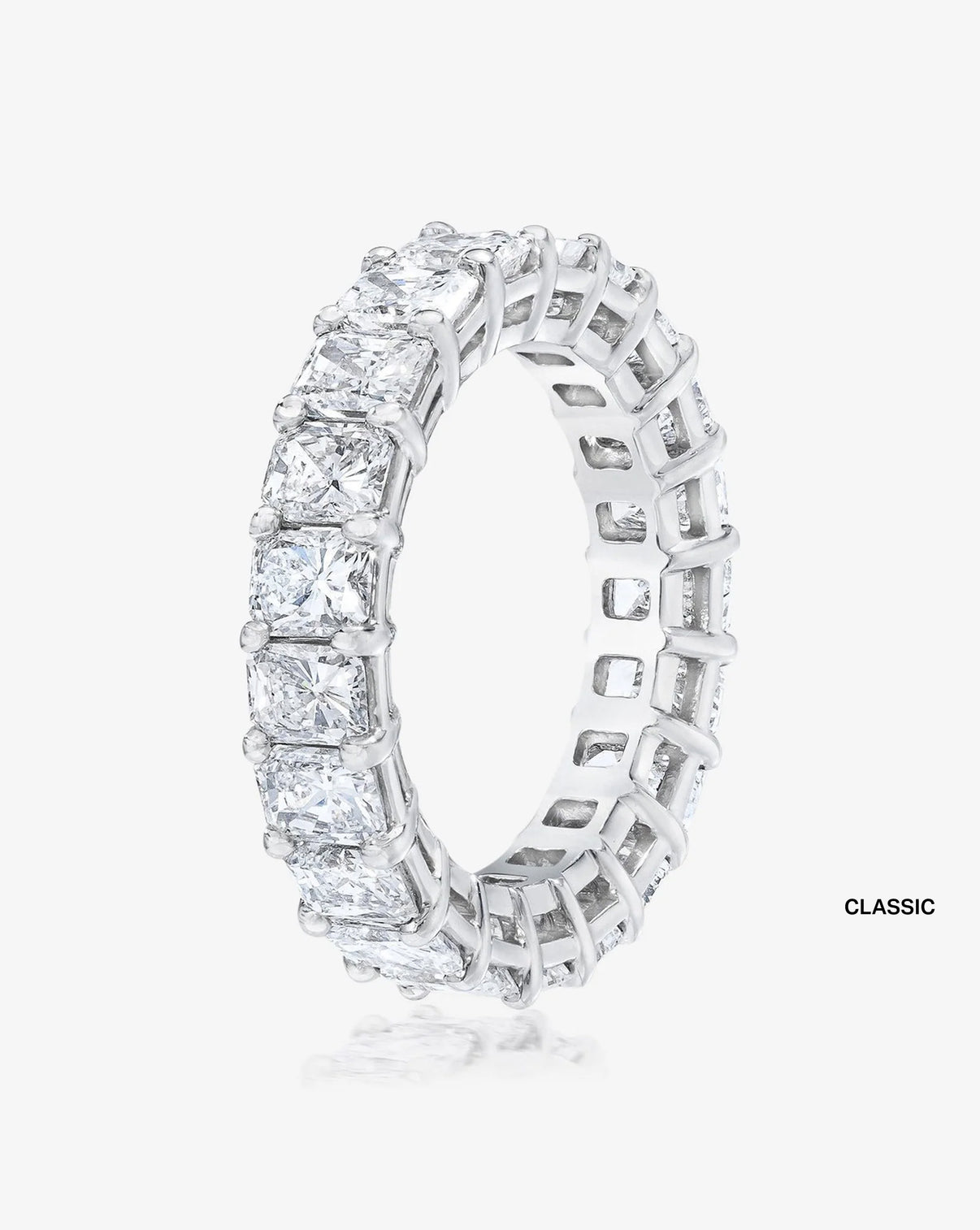 Bridal Wedding Bands Platinum Classic Radiant Eternity Band side angle