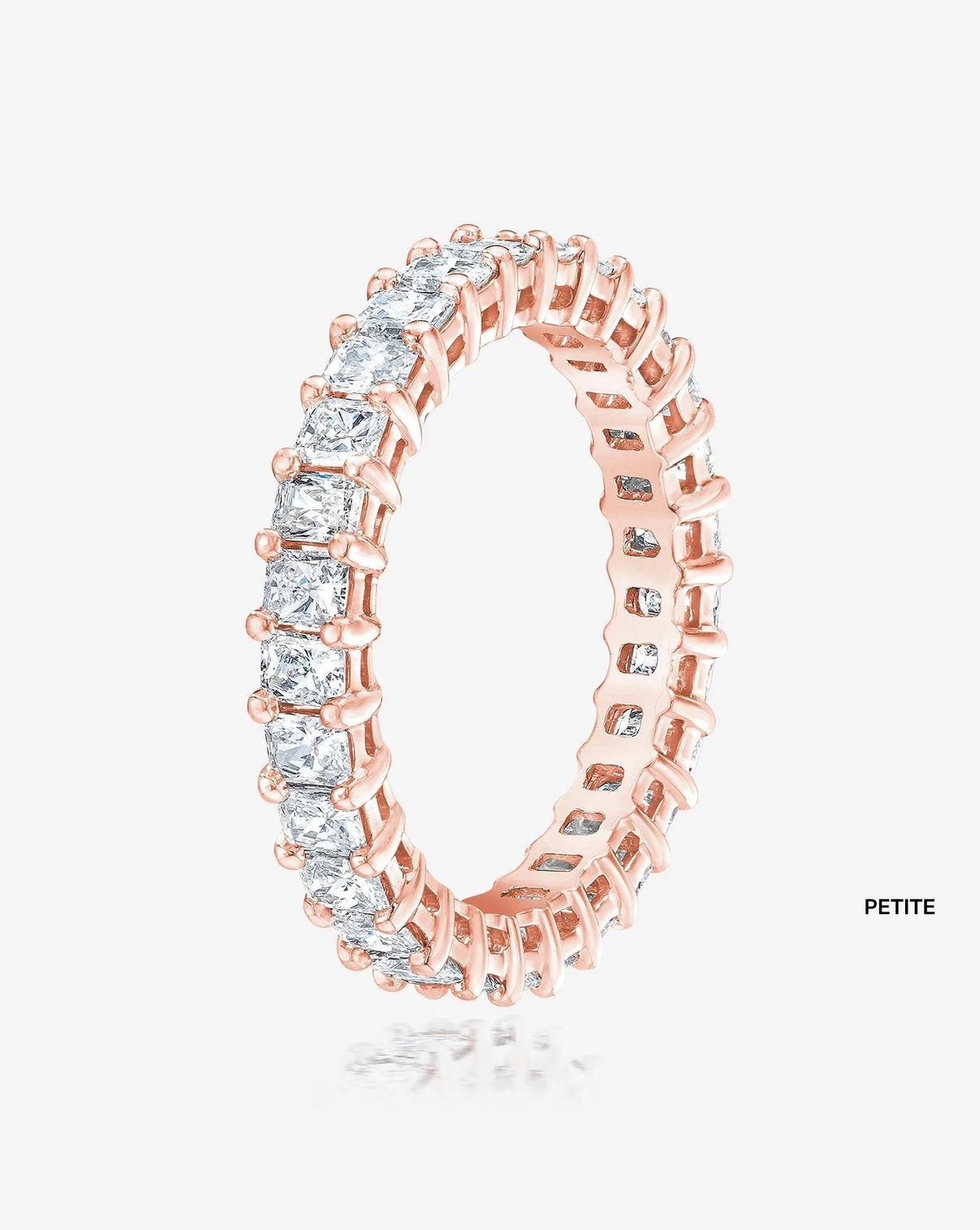 Bridal Wedding Bands 14K Rose Gold / Petite Radiant Eternity Band side angle