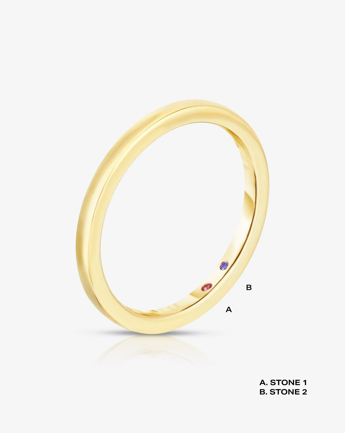 1.5 mm Band with Birthstone with 2 birthstones