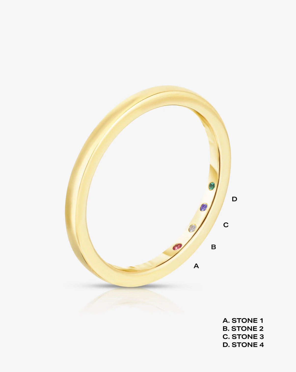 1.5 mm Band with Birthstone with 4 birthstones