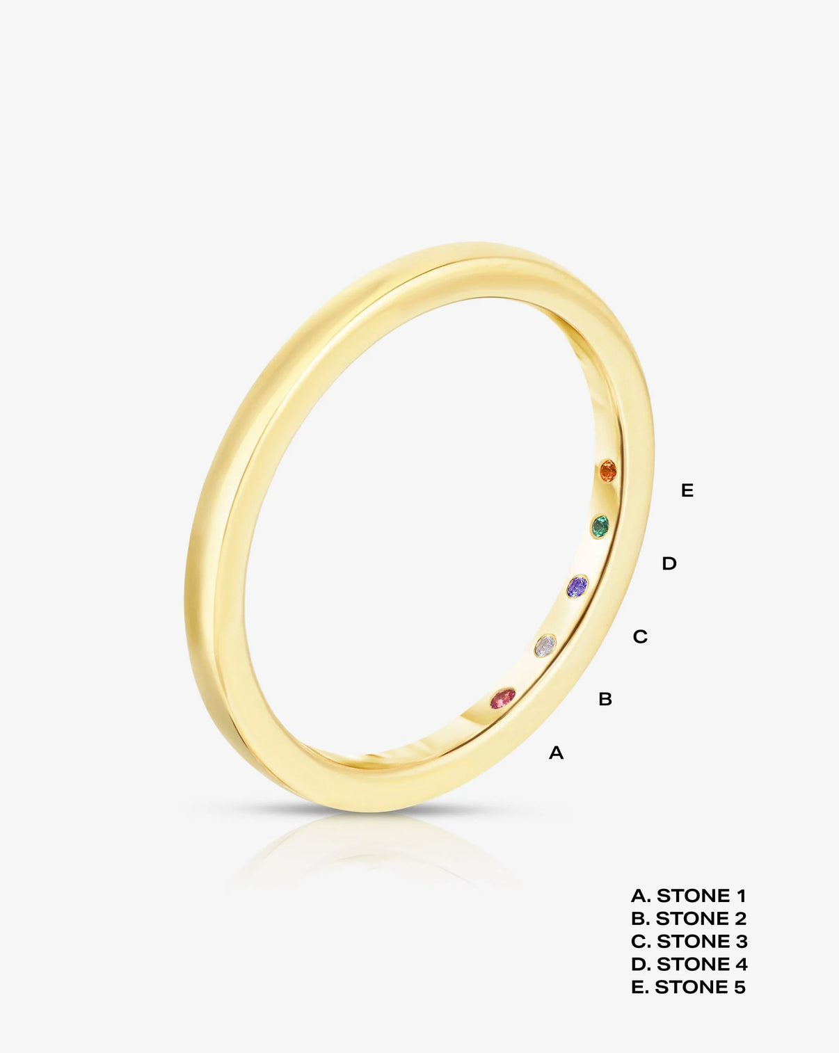 1.5 mm Band with Birthstone with 5 birthstones
