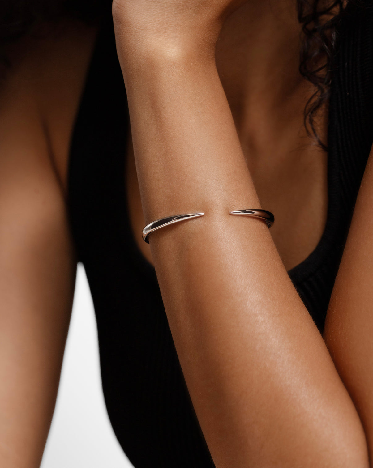 14k gold claw cuff on model