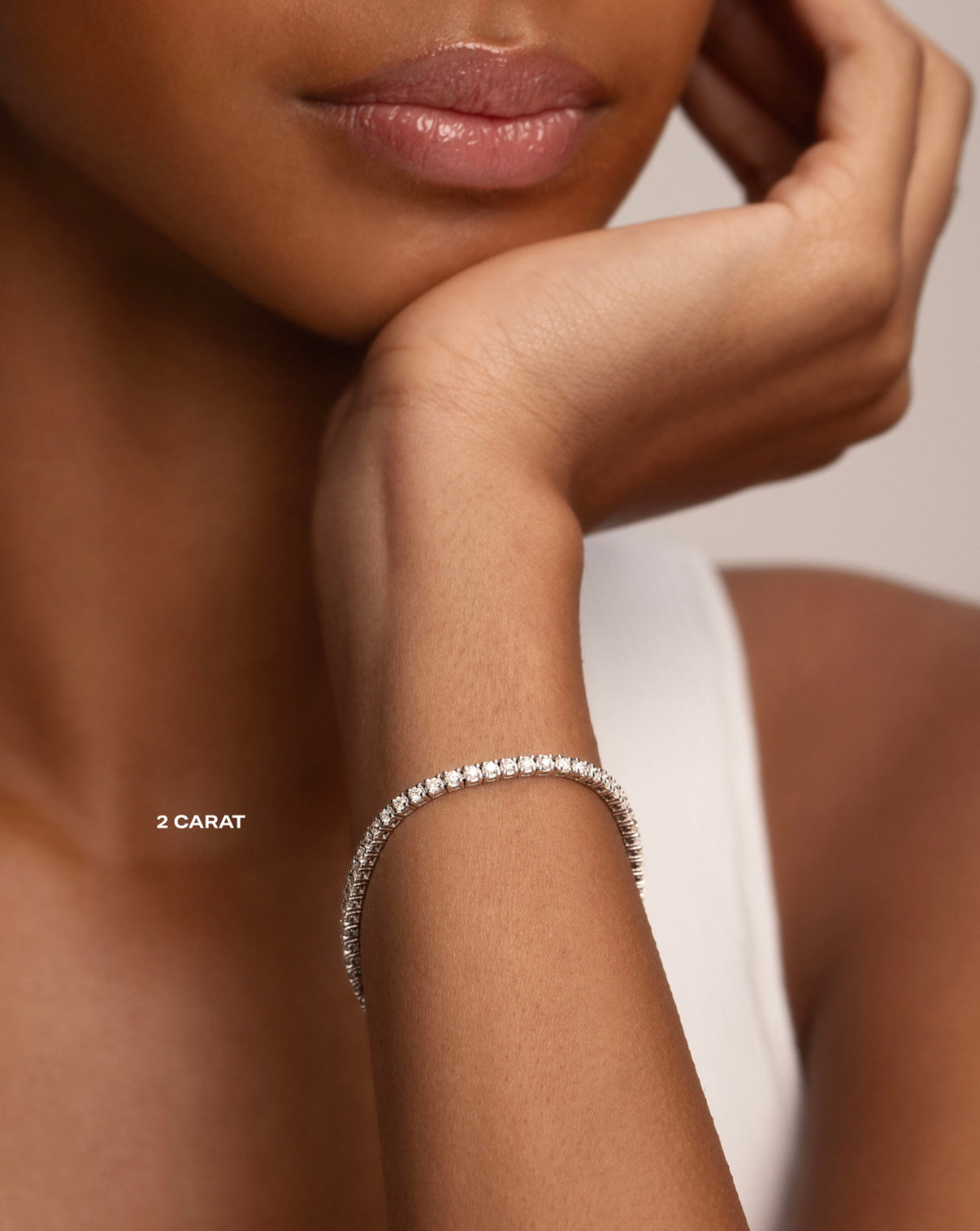 2ct Classic Diamond Tennis Bracelet on model 2 CARAT