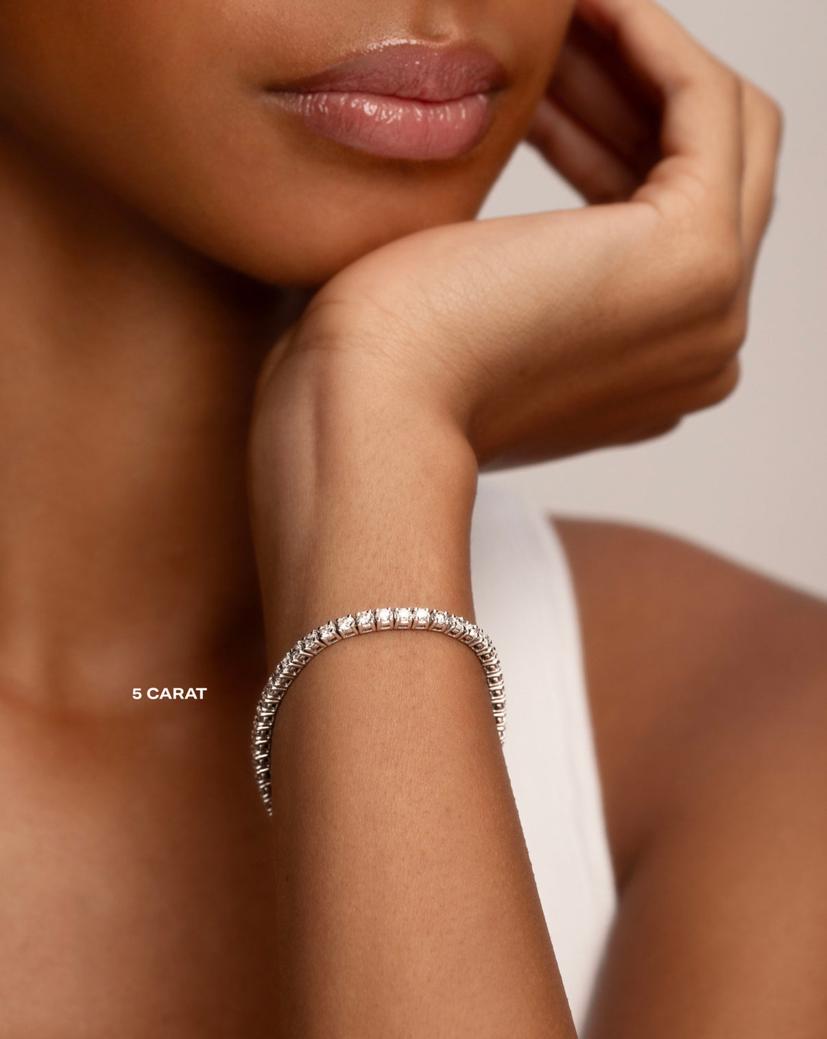 5ct Classic Diamond Tennis Bracelet on model 5 CARAT