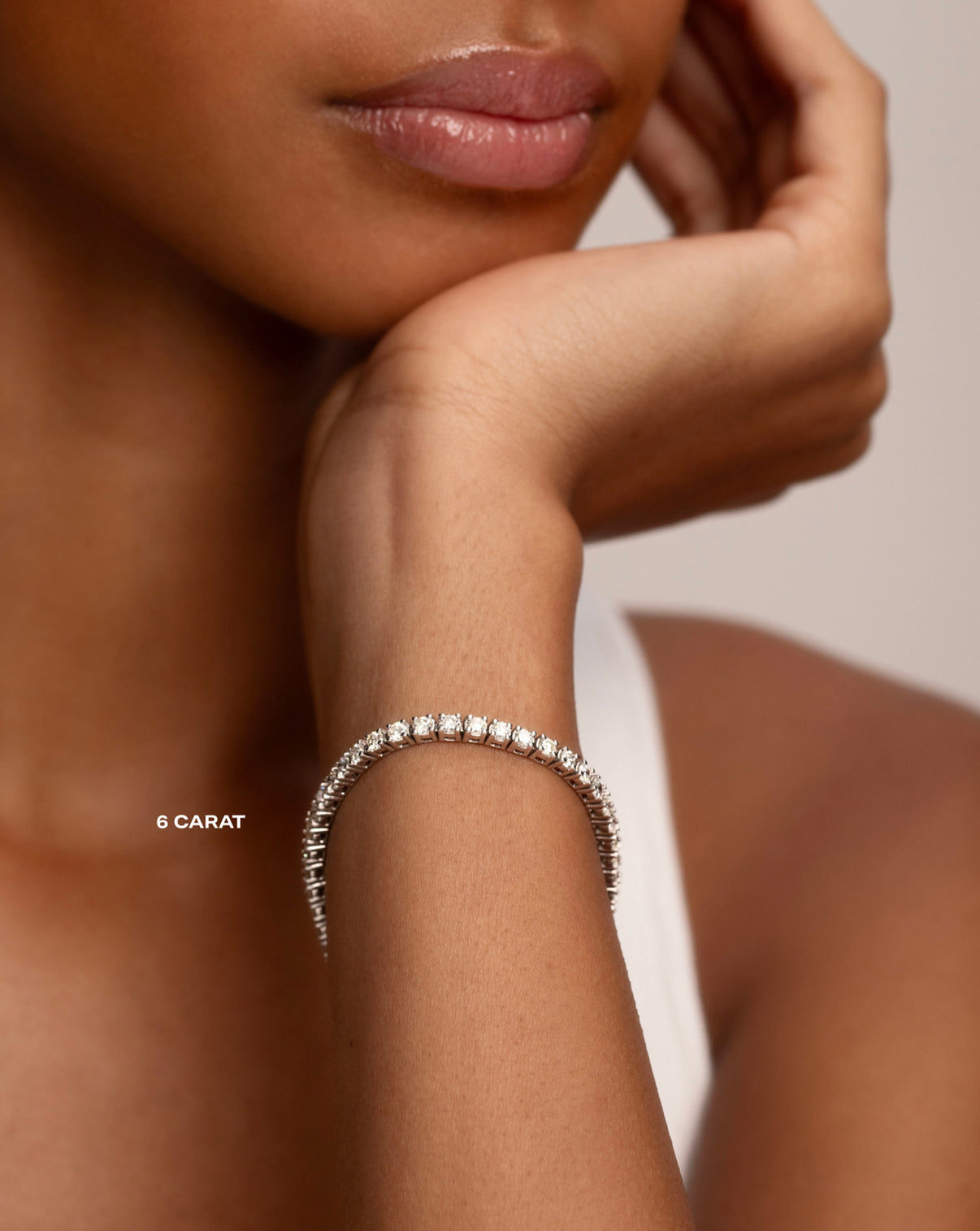 6ct Classic Diamond Tennis Bracelet on model 6 CARAT