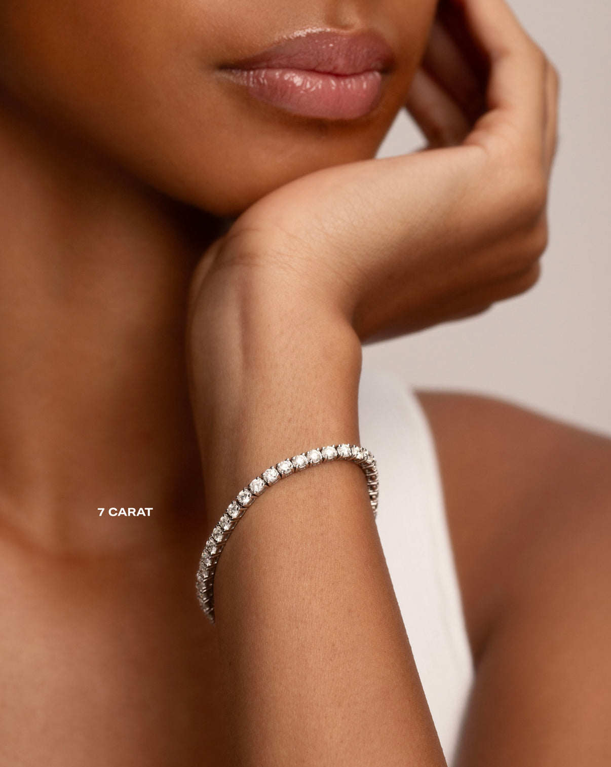 7ct Classic Diamond Tennis Bracelet on model 7 CARAT