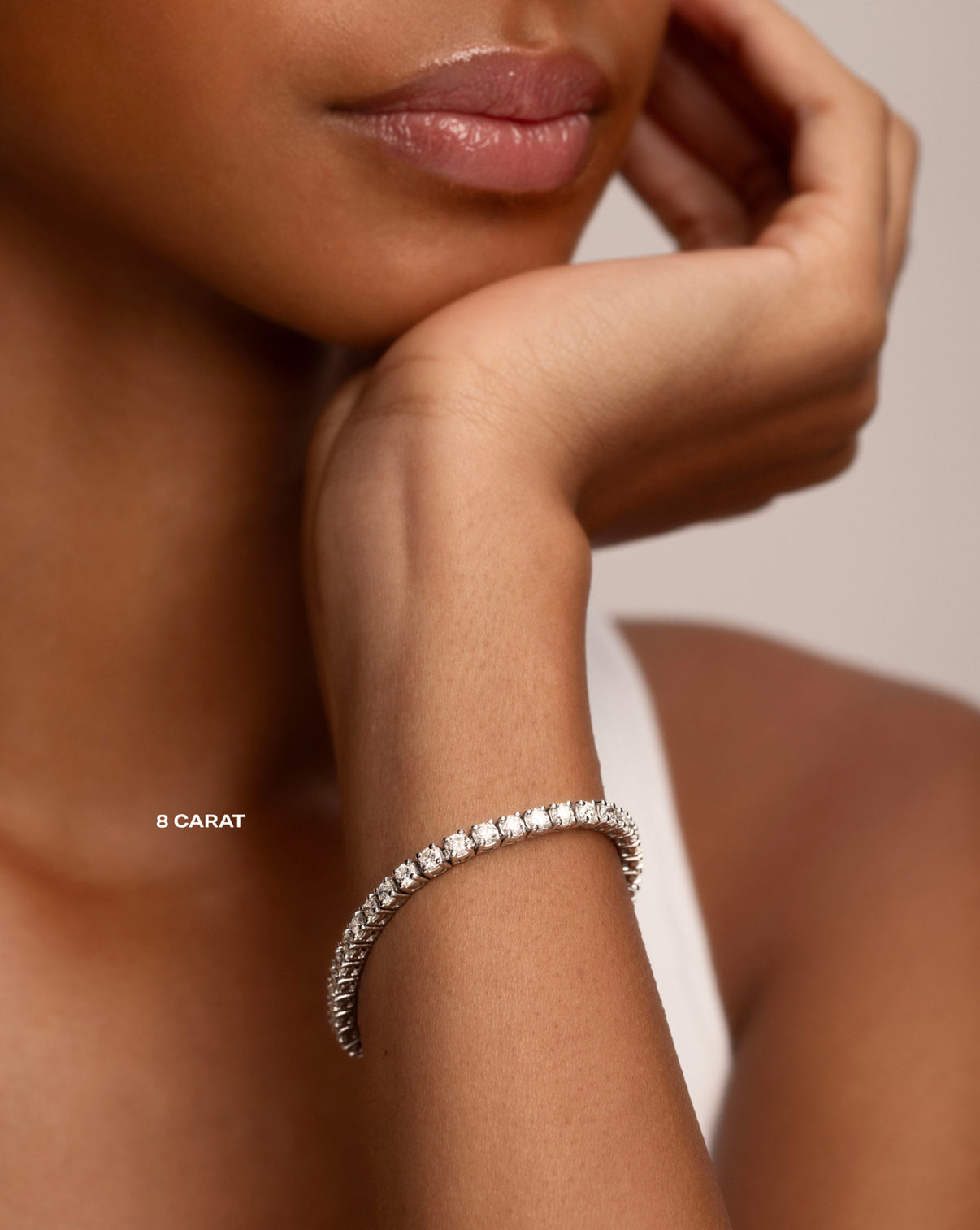 8ct Classic Diamond Tennis Bracelet on model 8 CARAT