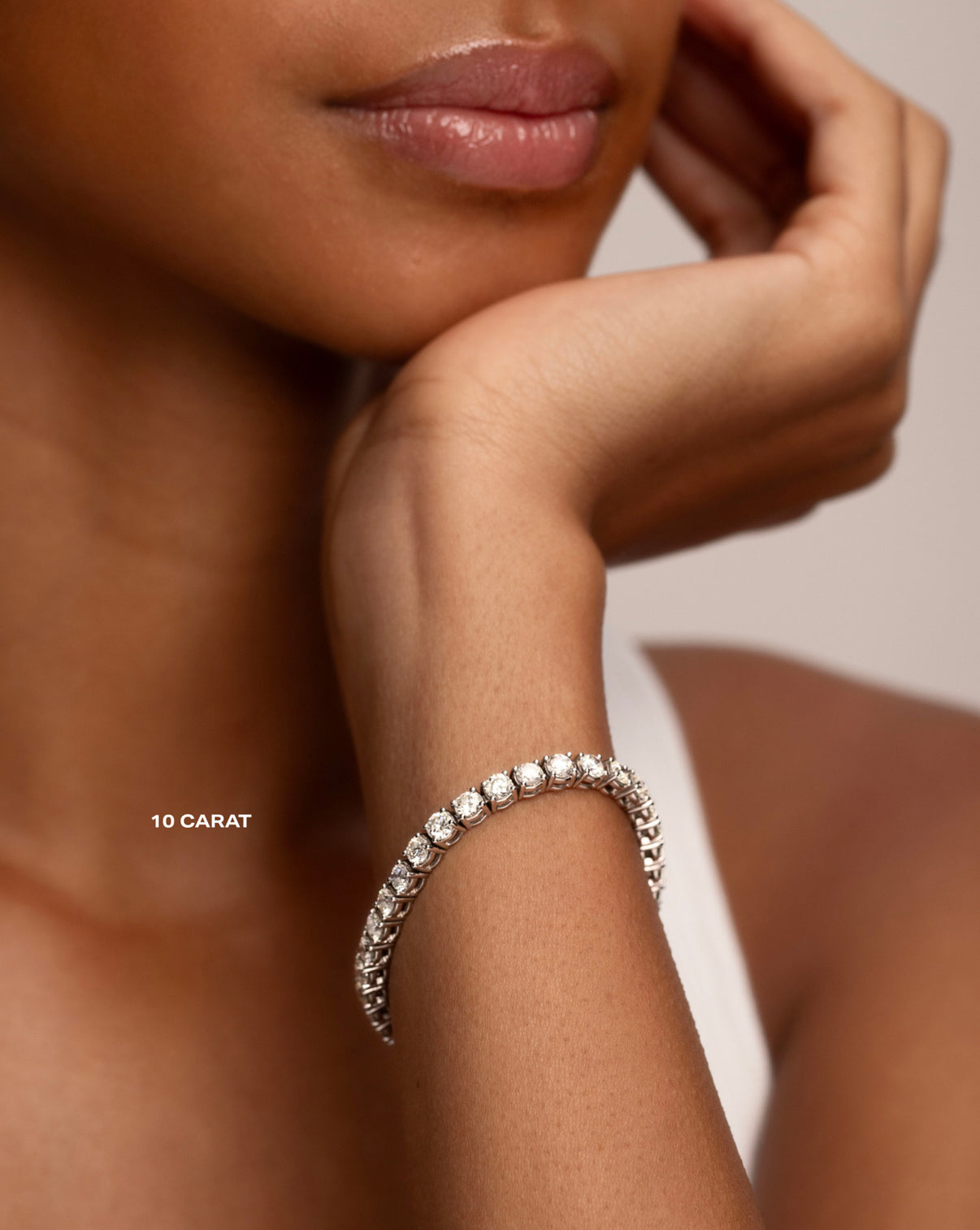 10ct Classic Diamond Tennis Bracelet on model 10 CARAT