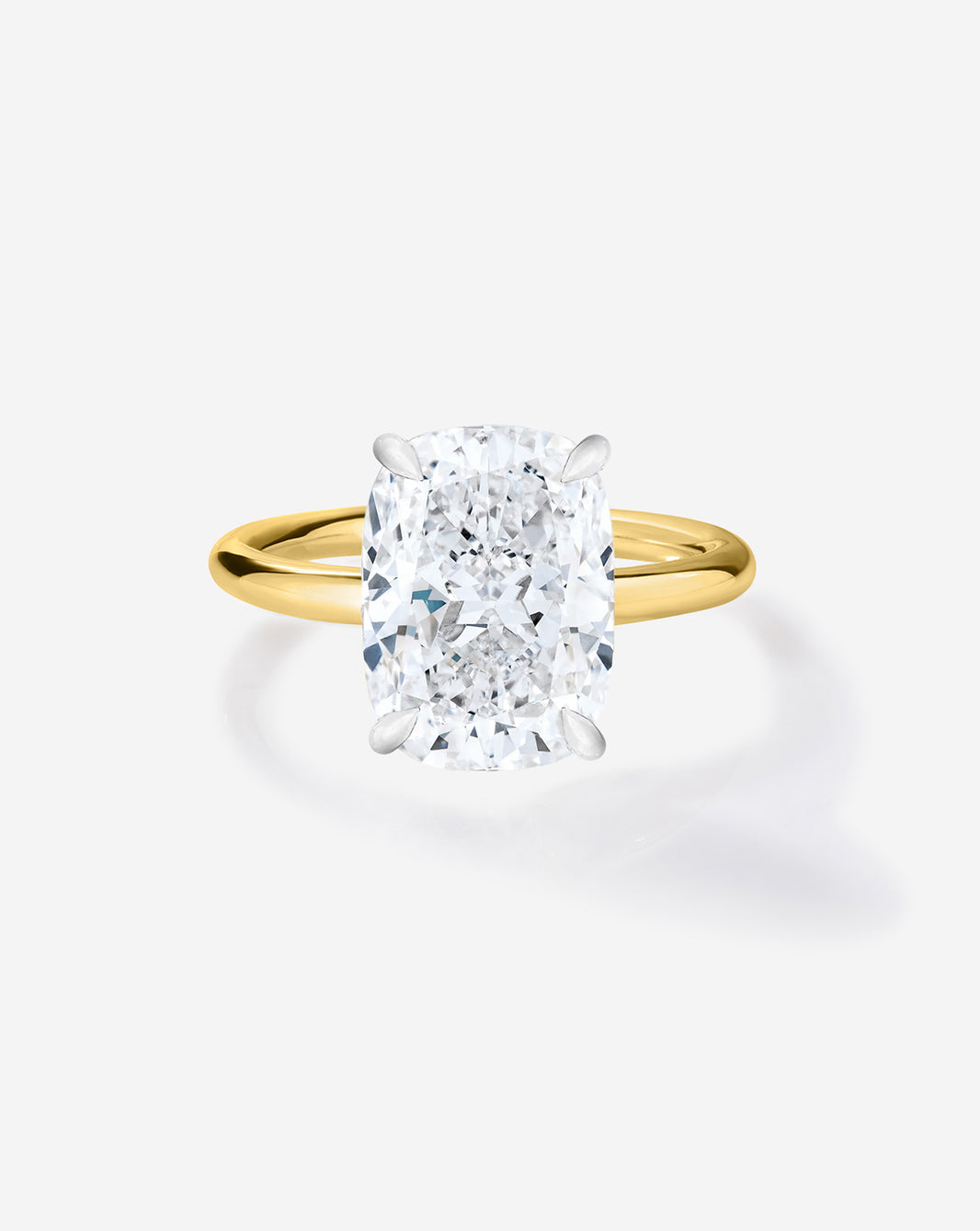 Cushion Diamond Cloud Solitaire Engagement Ring | 14k yellow gold w/ platinum prongs