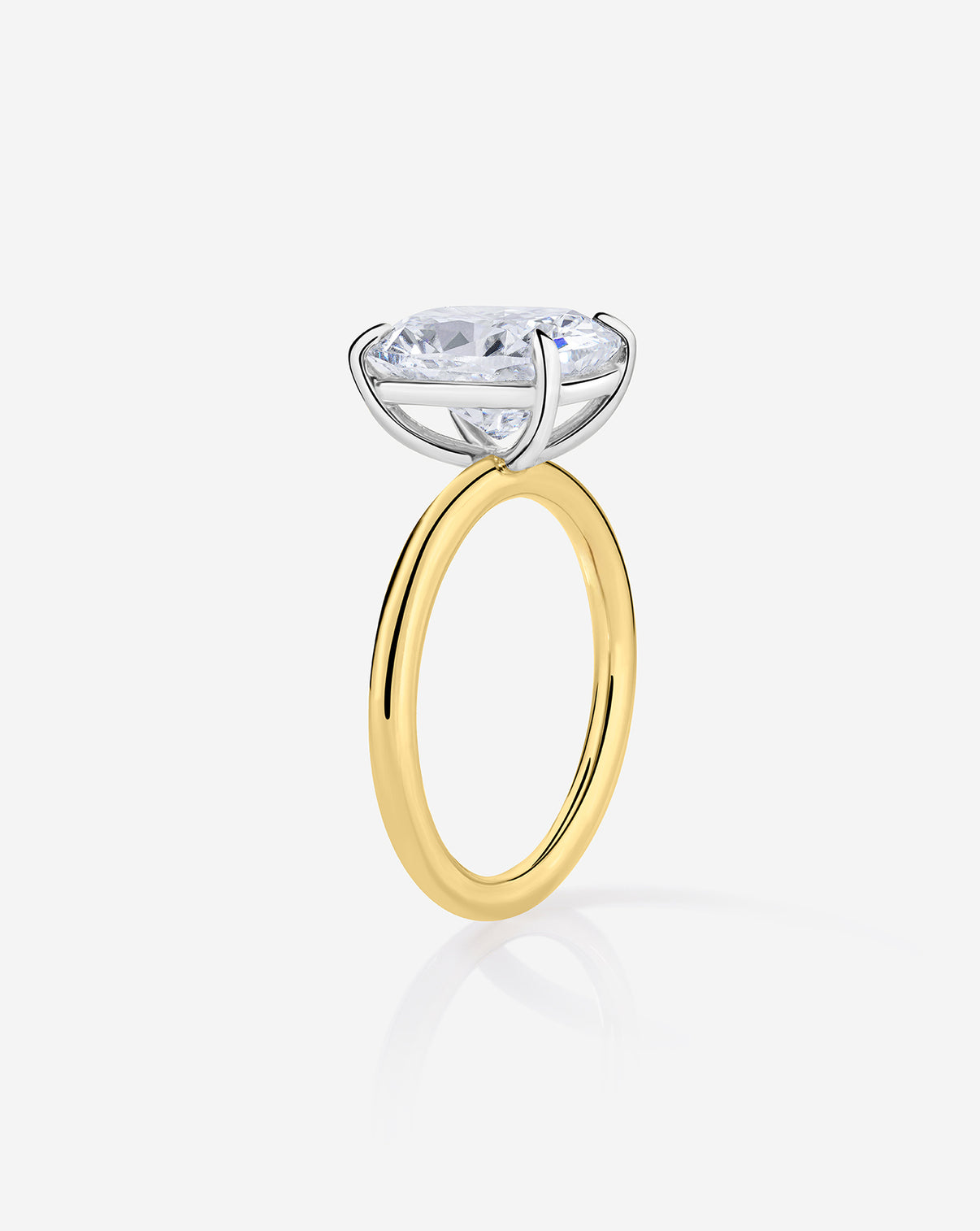 side angle Cushion Diamond Cloud Solitaire Engagement Ring | 14k yellow gold w/ platinum prongs